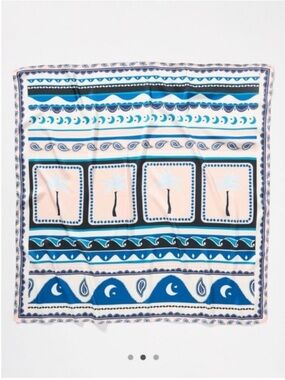 Trending! Anthropologie Blue Palm 27” Colorful Neck Bag Hair Silky Scarf